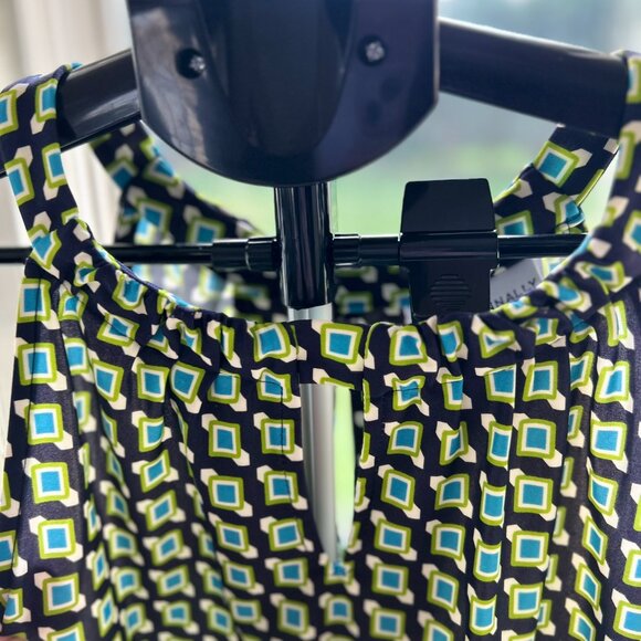 NWOT Jude Connally Dress Green Geometric Sleeveless Stretch Knit Sheath S - Picture 10 of 13